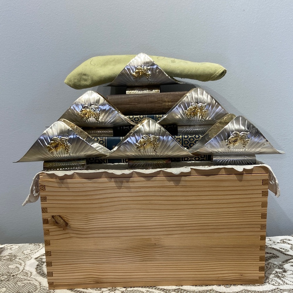 Set of 6 Silver Tone Napkin Holders Made in Italy
